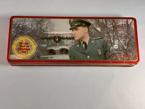 Elvis Presley Russell Stover Christmas Candy Tin Collectible Box 2002 12x5”